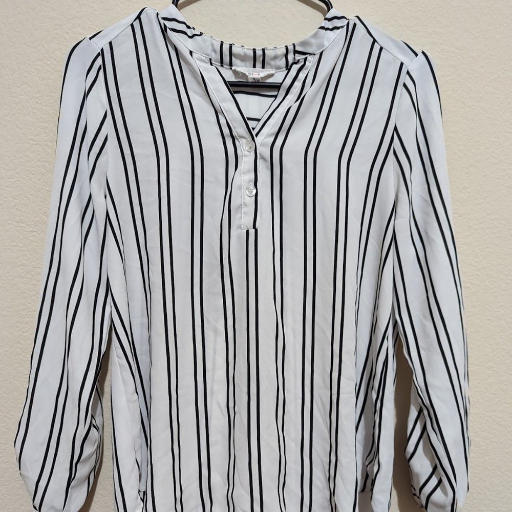 Striped Black and White Button Up